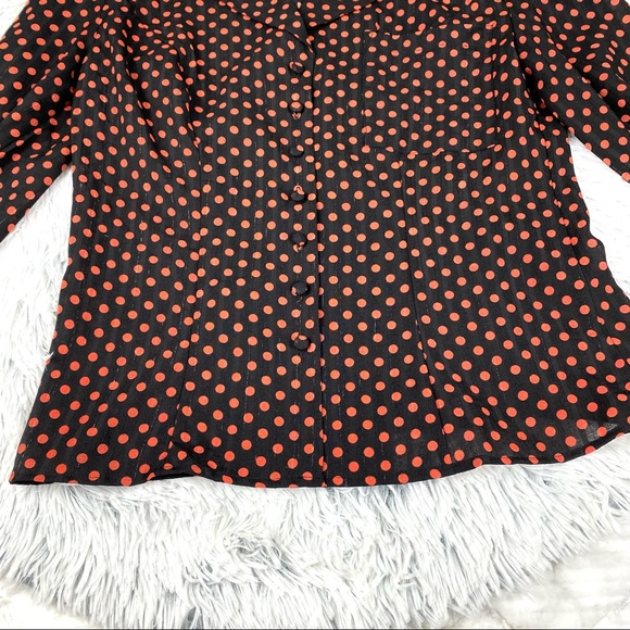 Unique Vintage Retro Sheer Polka Dot Button Down Blouse EUC - Picture 4 of 12